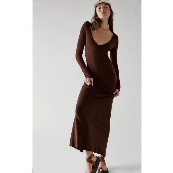 Free People Dresses & Skirts - Free People FP Beach Trixie Sweater Ribbed Long Fitted Maxi Dress - S